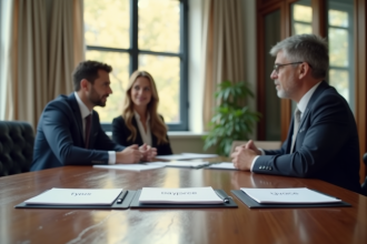 Avocat au bureau avec dossiers sur le divorce