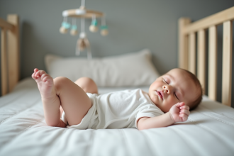 Bébé endormi paisiblement dans sa chambre douce et chaleureuse