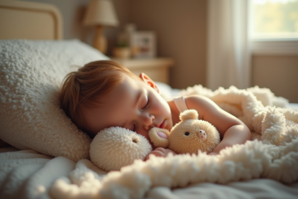 Bébé endormi paisiblement dans une nurserie douce