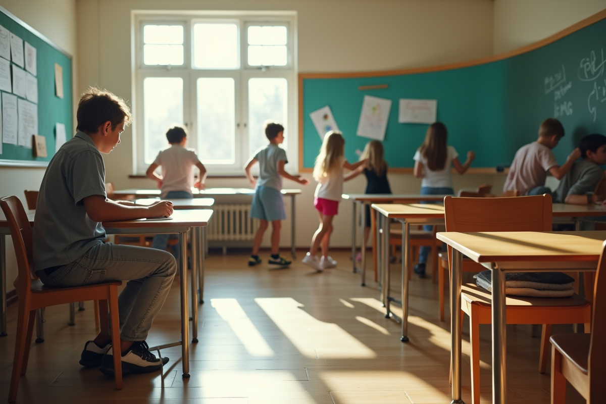 Enfants qui courent dans une classe sans surveillance