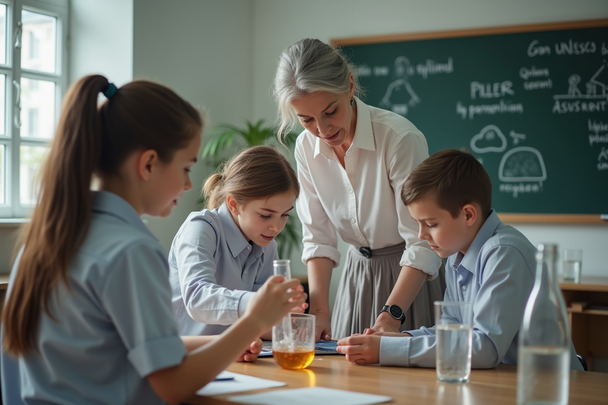 Professeure guidant un élève lors d