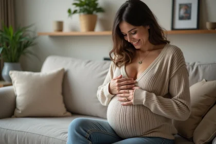 Femme enceinte tenant une bola de grossesse sur son ventre