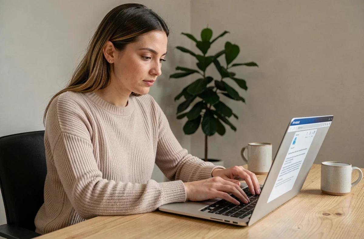 Femme utilisant un ordinateur portable pour récupérer son mot de passe Orchestra mon compte