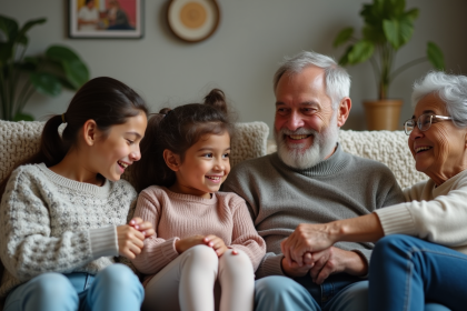 Quatre personnes de différentes ages et ethnies assises ensemble